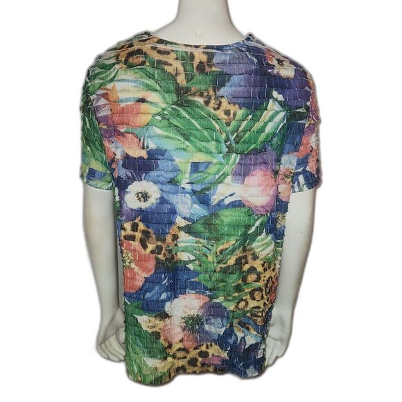 ALFRED DUNNER Catalina Island Tropical Short Sleeve Top Blouse Womens Size 1X - Picture 2 of 5